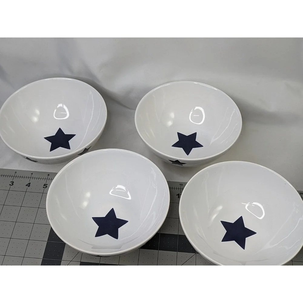 IKEA Blue Star White Bowl Lot of 4 155 41